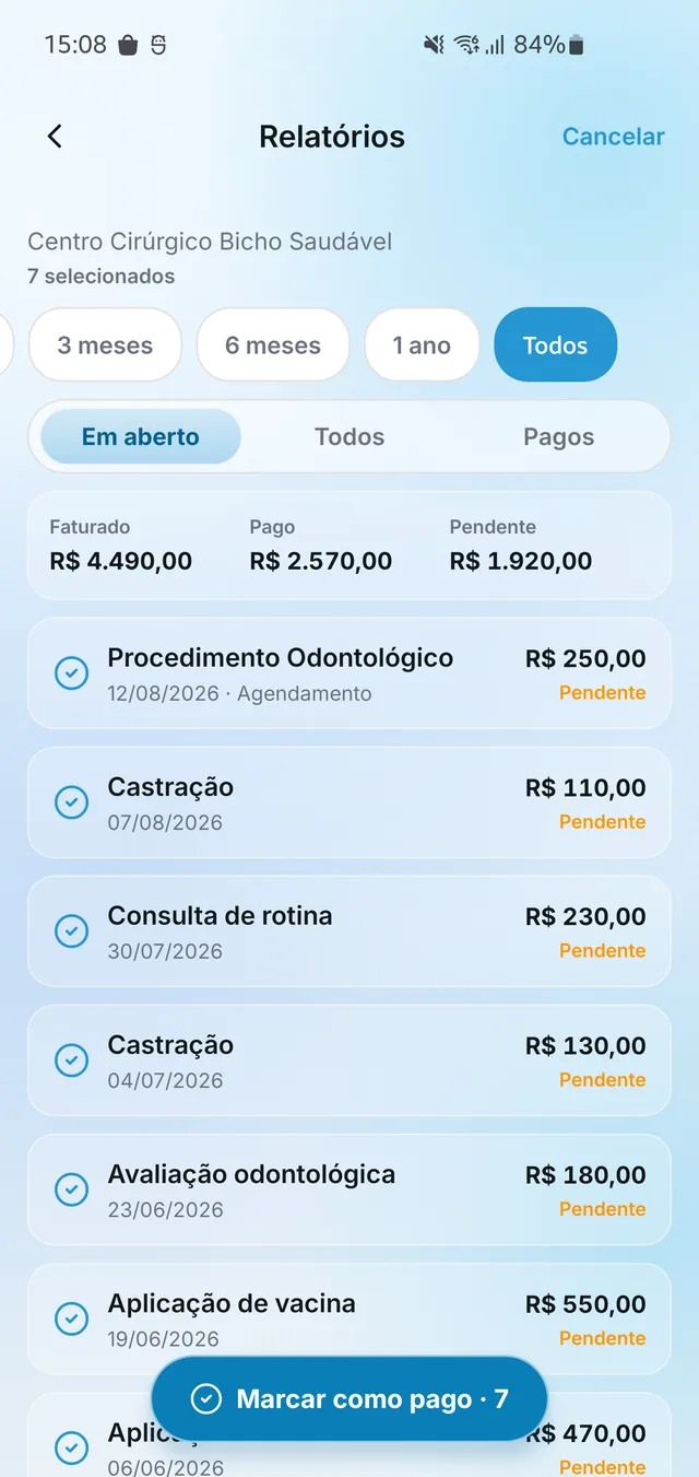 Relatório financeiro demonstrativo de um estabelecimento no Velune.